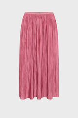 JOCELYNE ROSEWOOD PLEATED SILK MIDI SKIRT