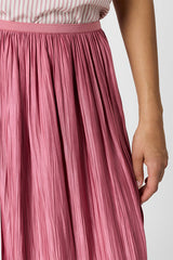 JOCELYNE ROSEWOOD PLEATED SILK MIDI SKIRT