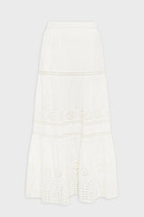JALY ECRU EMBROIDERED COTTON SKIRT
