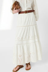 JALY ECRU EMBROIDERED COTTON SKIRT