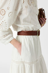 JALY ECRU EMBROIDERED COTTON SKIRT