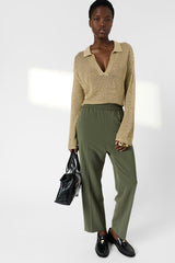 ALIETTE KHAKI GREEN FLUID 7/8 TROUSERS