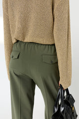 ALIETTE KHAKI GREEN FLUID 7/8 TROUSERS