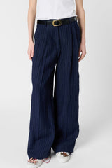 AYLA STRIPED WIDE LINEN TROUSERS