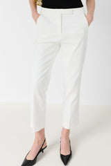 AURIA ECRU ELASTICATED BACK COTTON TROUSERS