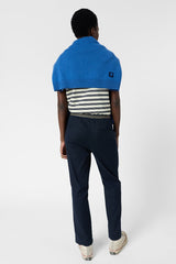 AURIA NAVY ELASTICATED BACK COTTON TROUSERS