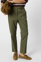 AURIA KHAKI GREEN ELASTICATED BACK COTTON TROUSERS