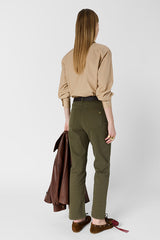ADELA KHAKI GREEN SLIM COTTON JEANS
