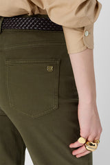 ADELA KHAKI GREEN SLIM COTTON JEANS