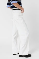 AELINA WHITE STRAIGHT WIDE JEANS