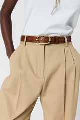 AZRA COTTON PLEATED TROUSERS