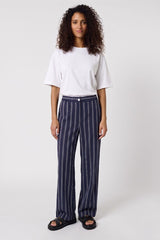 AINAIS STRIPED STRAIGHT TROUSERS