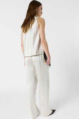 AMELYA ECRU FLOWING SILK TROUSERS