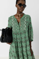 RIM GRAPHIC PRINT SHORT DRESS