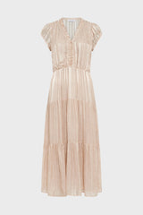 RIONNA GOLD LUREX LONG FITTED DRESS