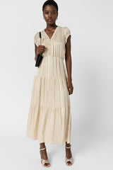 RIONNA GOLD LUREX LONG FITTED DRESS