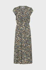REINA FLOWERS LONG FITTED DRESS