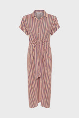 RAENA STRIPED FITTED SHIRT DRESS
