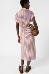 RAENA STRIPED FITTED SHIRT DRESS