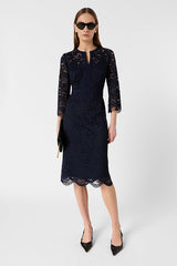 RADIA NAVY LACE MIDI DRESS