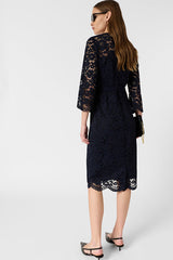 RADIA NAVY LACE MIDI DRESS