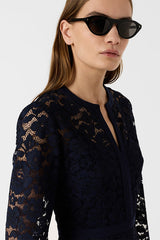 RADIA NAVY LACE MIDI DRESS