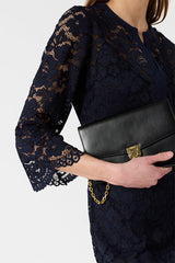 RADIA NAVY LACE MIDI DRESS