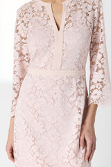 RADIA NUDE LACE MIDI DRESS