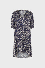 RALIAH ABSTRACT FLORAL PRINT SHORT DRESS