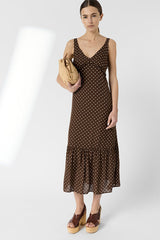RACINE LONG SLEEVELESS POLKA DOTS DRESS