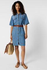 RANI STRAIGHT DENIM POCKETS DRESS