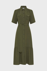 RAINA GREEN LONG SHIRT DRESS