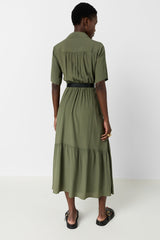 RAINA GREEN LONG SHIRT DRESS