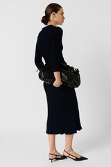 RIHAMIE LONG KNIT POLO COLLAR DRESS