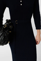 RIHAMIE LONG KNIT POLO COLLAR DRESS