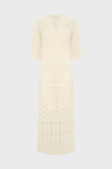 RIANA ECRU LONG CROCHET DRESS