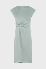 RIALYA GREEN DRAPED DRESS