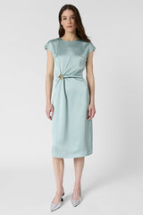 RIALYA GREEN DRAPED DRESS