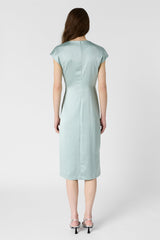RIALYA GREEN DRAPED DRESS