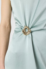 RIALYA GREEN DRAPED DRESS