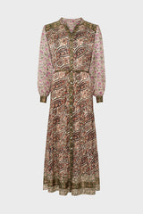 ROSELINA LONG SILK FLORAL DRESS