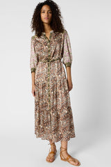 ROSELINA LONG SILK FLORAL DRESS