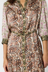 ROSELINA LONG SILK FLORAL DRESS