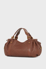 24H BEIGE BRAIDED LEATHER HANDBAG