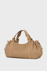 24H BROWN BRAIDED LEATHER HANDBAG