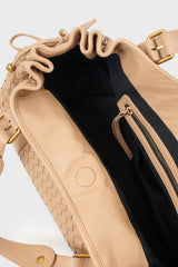 24H BROWN BRAIDED LEATHER HANDBAG