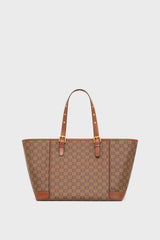 SIMPLE MONOGRAMMED COATED CANVAS LEATHER SHOPPING BAG