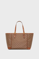 SIMPLE MONOGRAMMED COATED CANVAS LEATHER SHOPPING BAG