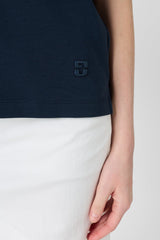 MAYAE NAVY PLAIN COTTON T SHIRT