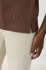 MAYAE TAUPE PLAIN COTTON T SHIRT